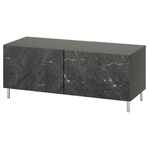 IKEA BESTÅ TV bench with doors, 47 1/4x16 1/2x18 7/8 in Dark Gray / Bergsviken / Ösarp Black, Ikea Ireland | 4751OAUIT
