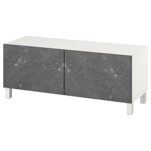 IKEA BESTÅ TV bench with doors, 47 1/4x16 1/2x18 7/8 in White Bergsviken / Stubbarp / Black, Ikea Ireland | 9813ILBON