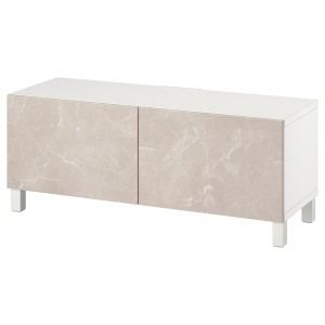 IKEA BESTÅ TV bench with doors, 47 1/4x16 1/2x18 7/8 in White Bergsviken / Stubbarp / Beige, Ikea Ireland | 2085NSJFY
