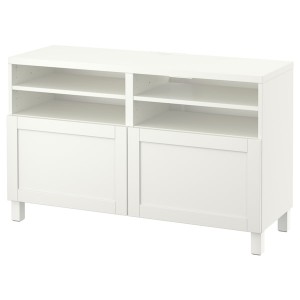 IKEA BESTÅ TV bench with doors, 47 1/4x16 1/2x29 1/8 in White / Hanviken / Stubbarp White, Ikea Ireland | 6934PQJOD