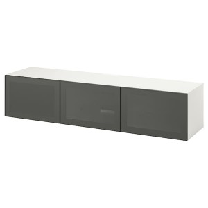 IKEA BESTÅ TV bench with doors, 70 7/8x16 1/2x15 in White / Mörtviken Dark Gray, Ikea Ireland | 6915UDQLJ