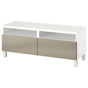 IKEA BESTÅ TV bench with drawers, 47 1/4x16 1/2x18 7/8 in White / Riksviken / Stubbarp Light Bronze Effect, Ikea Ireland | 4382JUXKN