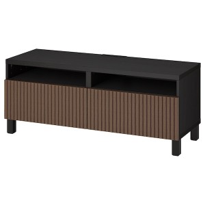 IKEA BESTÅ TV bench with drawers, 47 1/4x16 1/2x18 7/8 in Black / Brown Björköviken / Stubbarp / Brown Stained Oak Veneer, Ikea Ireland | 7593VNZQH