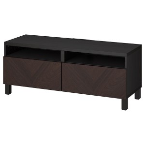 IKEA BESTÅ TV bench with drawers, 47 1/4x16 1/2x18 7/8 in Black / Brown Hedeviken / Stubbarp / Dark Brown Stained Oak Vene, Ikea Ireland | 2715QVKLD