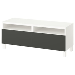 IKEA BESTÅ TV bench with drawers, 47 1/4x16 1/2x18 7/8 in White / Lappviken / Stubbarp Dark Gray, Ikea Ireland | 3489ANEMH