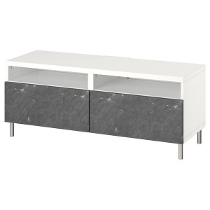 IKEA BESTÅ TV bench with drawers, 47 1/4x16 1/2x18 7/8 in White / Bergsviken / Ösarp Black, Ikea Ireland | 7689OAWCU