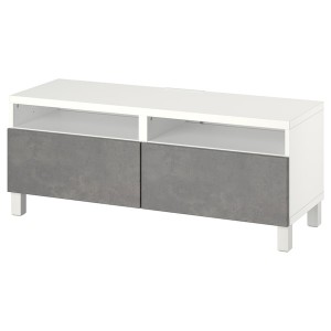 IKEA BESTÅ TV bench with drawers, 47 1/4x16 1/2x18 7/8 in White / Kallviken / Stubbarp Dark Gray, Ikea Ireland | 4097ZMVXU