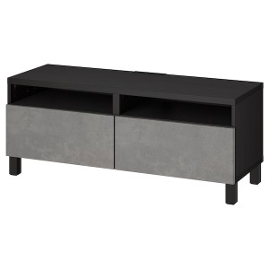 IKEA BESTÅ TV bench with drawers, 47 1/4x16 1/2x18 7/8 in Black / Brown / Kallviken / Stubbarp Dark Gray, Ikea Ireland | 7416IFWYB