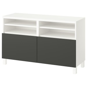 IKEA BESTÅ TV unit with doors, 47 1/4x16 1/2x29 1/8 in White / Lappviken / Stubbarp Dark Gray, Ikea Ireland | 3178PJLYK