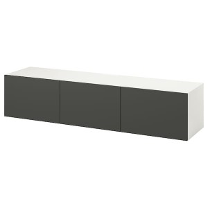 IKEA BESTÅ TV unit with doors, 70 7/8x16 1/2x15 in White / Lappviken Dark Gray, Ikea Ireland | 2578IJZSP