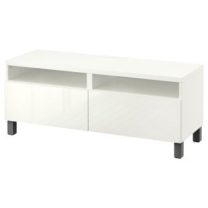 IKEA BESTÅ TV unit with drawers, 47 1/4x16 1/2x18 7/8 in White / Selsviken / Stubbarp Dark Gray, Ikea Ireland | 6537BZQYW