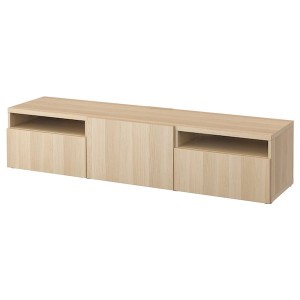 IKEA BESTÅ TV unit with drawers and door, 70 7/8x16 1/2x15 3/8 in White Stained Oak Effect / Lappviken White Stained Oak Effect, Ikea Ireland | 7142DHWRP