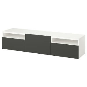 IKEA BESTÅ TV unit with drawers and door, 70 7/8x16 1/2x15 3/8 in White / Lappviken Dark Gray, Ikea Ireland | 2561JPVYT