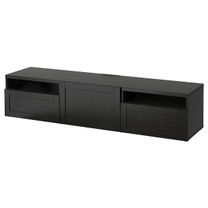IKEA BESTÅ TV unit with drawers and door, 70 7/8x16 1/2x15 3/8 in Black / Brown / Hanviken Black / Brown, Ikea Ireland | 0163CMHJX