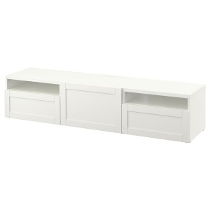 IKEA BESTÅ TV unit with drawers and door, 70 7/8x16 1/2x15 3/8 in White / Hanviken White, Ikea Ireland | 4875JAUGK