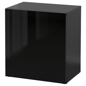 IKEA BESTÅ shelf unit with door, 23 5/8x16 1/2x25 1/4 in Black / Brown / Selsviken High / Gloss / Black, Ikea Ireland | 2147POLDV