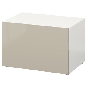 IKEA BESTÅ shelf unit with door, 23 5/8x16 1/2x15 in White / Selsviken High / Gloss / Beige, Ikea Ireland | 4825VAUYI