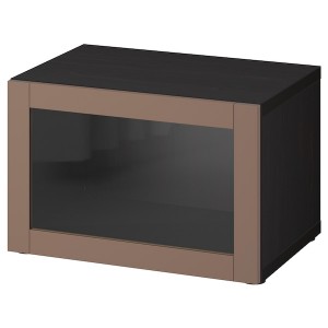 IKEA BESTÅ shelf unit with door, 23 5/8x16 1/2x15 in Black / Brown / Sindvik Light Gray / Brown, Ikea Ireland | 6514GOXRY