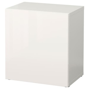 IKEA BESTÅ shelf unit with door, 23 5/8x16 1/2x25 1/4 in White / Selsviken High / Gloss / White, Ikea Ireland | 5091YIQWM