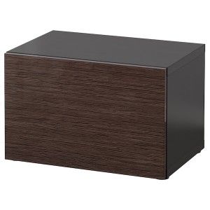 IKEA BESTÅ shelf unit with door, 23 5/8x16 1/2x15 in Black / Brown / Selsviken High / Gloss / Brown, Ikea Ireland | 3594CYVTF
