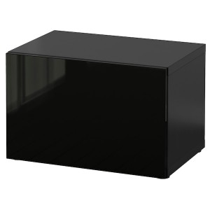 IKEA BESTÅ shelf unit with door, 23 5/8x16 1/2x15 in Black / Brown / Selsviken High / Gloss / Black, Ikea Ireland | 6018ZUPMG