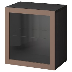 IKEA BESTÅ shelf unit with door, 23 5/8x16 1/2x25 1/4 in Black / Brown / Sindvik Light Gray / Brown, Ikea Ireland | 0715BUGOR
