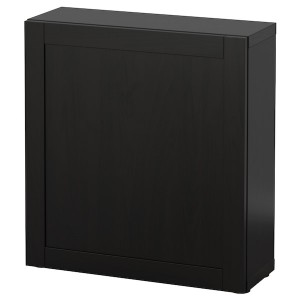 IKEA BESTÅ shelf unit with door, 23 5/8x8 5/8x25 1/4 in Black / Brown / Hanviken Black / Brown, Ikea Ireland | 2105VMAQP