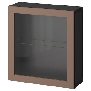 IKEA BESTÅ shelf unit with door, 23 5/8x8 5/8x25 1/4 in Black / Brown / Sindvik Light Gray / Brown, Ikea Ireland | 3276ZSCDH