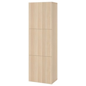 IKEA BESTÅ shelf unit with doors, 23 5/8x16 1/2x76 in White Stained Oak Effect / Lappviken White Stained Oak Effect, Ikea Ireland | 4368KIACE