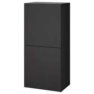 IKEA BESTÅ shelf unit with doors, 23 5/8x16 1/2x50 3/4 in Black / Brown / Lappviken Black / Brown, Ikea Ireland | 4176JOTNQ