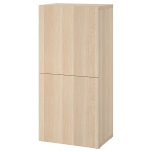 IKEA BESTÅ shelf unit with doors, 23 5/8x16 1/2x50 3/4 in White Stained Oak Effect / Lappviken White Stained Oak Effect, Ikea Ireland | 9741LTVXH