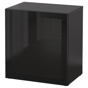 IKEA BESTÅ shelf unit with glass door, 23 5/8x16 1/2x25 1/4 in Black / Brown / Glassvik Black / Clear Glass, Ikea Ireland | 3265HRXBT