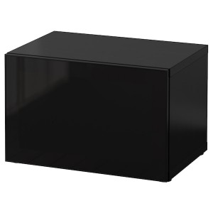 IKEA BESTÅ shelf unit with glass door, 23 5/8x16 1/2x15 in Black / Brown / Glassvik Black / Smoked Glass, Ikea Ireland | 7641DUKCN
