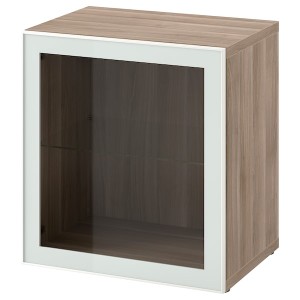 IKEA BESTÅ shelf unit with glass door, 23 5/8x16 1/2x25 1/4 in Walnut Effect Light Gray Glassvik / White / Light Green Clear Gl, Ikea Ireland | 6843EVTHD