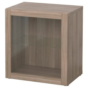 IKEA BESTÅ shelf unit with glass door, 23 5/8x16 1/2x25 1/4 in Walnut Effect Light Gray / Sindvik Gray Stained Walnut Eff Clear, Ikea Ireland | 2190JIZVA