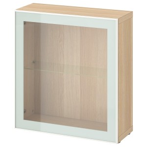 IKEA BESTÅ shelf unit with glass door, white stained oak effect Glassvik/white/light green clear glass, 23 5/8x8 5/8x25 1/4 in, Ikea Ireland | 0531ZUKGP