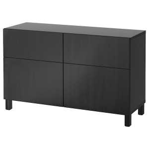 IKEA BESTÅ storage combination w doors/drawers, black-brown/Lappviken/Stubbarp black-brown, 47 1/4x16 1/2x29 1/8 in, Ikea Ireland | 9472YSPRG