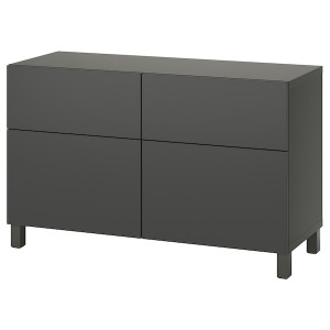 IKEA BESTÅ storage combination w doors/drawers, 47 1/4x16 1/2x29 1/8 in Dark Gray / Lappviken / Stubbarp Dark Gray, Ikea Ireland | 1629KIZSV