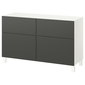 IKEA BESTÅ storage combination w doors/drawers, white/Lappviken/Stubbarp dark gray, 47 1/4x16 1/2x29 1/8 in, Ikea Ireland | 2641ICRYW