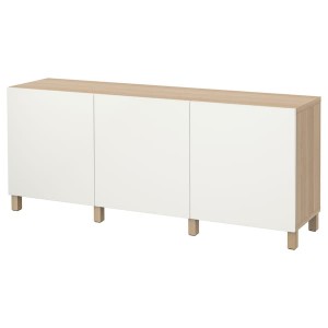 IKEA BESTÅ storage combination with doors, 70 7/8x16 1/2x29 1/8 in White Stained Oak Effect / Lappviken White, Ikea Ireland | 4209OTCFP