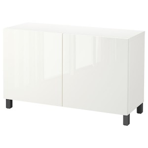 IKEA BESTÅ storage combination with doors, white/Selsviken/Stubbarp dark gray, 47 1/4x15 3/4x29 1/8 in, Ikea Ireland | 9708FBPLA