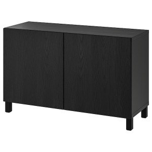 IKEA BESTÅ storage combination with doors, 47 1/4x16 1/2x29 1/8 in Black / Brown / Timmerviken / Stubbarp Black, Ikea Ireland | 0247PYKFW
