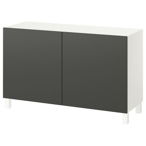 IKEA BESTÅ storage combination with doors, 47 1/4x16 1/2x29 1/8 in White / Lappviken / Stubbarp Dark Gray, Ikea Ireland | 0183UODYG