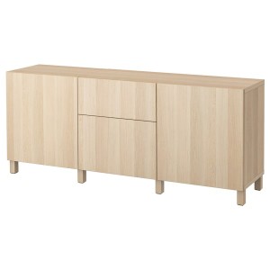 IKEA BESTÅ storage combination with drawers, white stained oak effect/Lappviken/Stubbarp white stained oak effect, 70 7/8x16 1/2x29 1/8 in, Ikea Ireland | 6593PORSZ