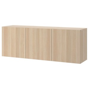IKEA BESTÅ wall-mounted cabinet combination, 70 7/8x16 1/2x25 1/4 in White Stained Oak Effect / Lappviken White Stained Oak Effect, Ikea Ireland | 5619HFVGT
