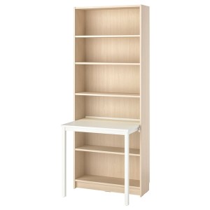 IKEA BILLY Bookcase with desk, 31 1/2x79 1/2 in Birch Effect / White, Ikea Ireland | 0768JAIMD