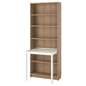 IKEA BILLY Bookcase with desk, 31 1/2x79 1/2 in Oak Effect / White, Ikea Ireland | 3847KWRON