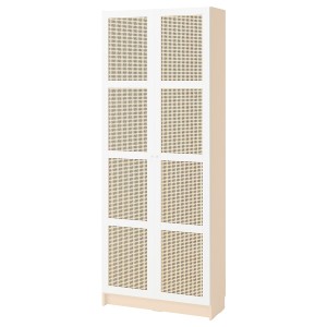 IKEA BILLY / HÖGADAL bookcase with doors, 31 1/2x11 3/4x79 1/2 in Birch Effect, Ikea Ireland | 9718TFNWD