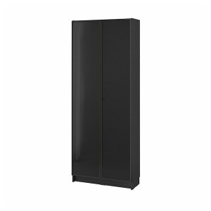 IKEA BILLY / HÖGBO bookcase w glass doors, 31 1/2x11 3/4x79 1/2 in Black Oak Effect, Ikea Ireland | 2835ILYPZ