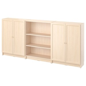 IKEA BILLY / OXBERG bookcase comb w doors, 94 1/2x11 3/4x41 3/4 in Birch Effect, Ikea Ireland | 6380NWAMS